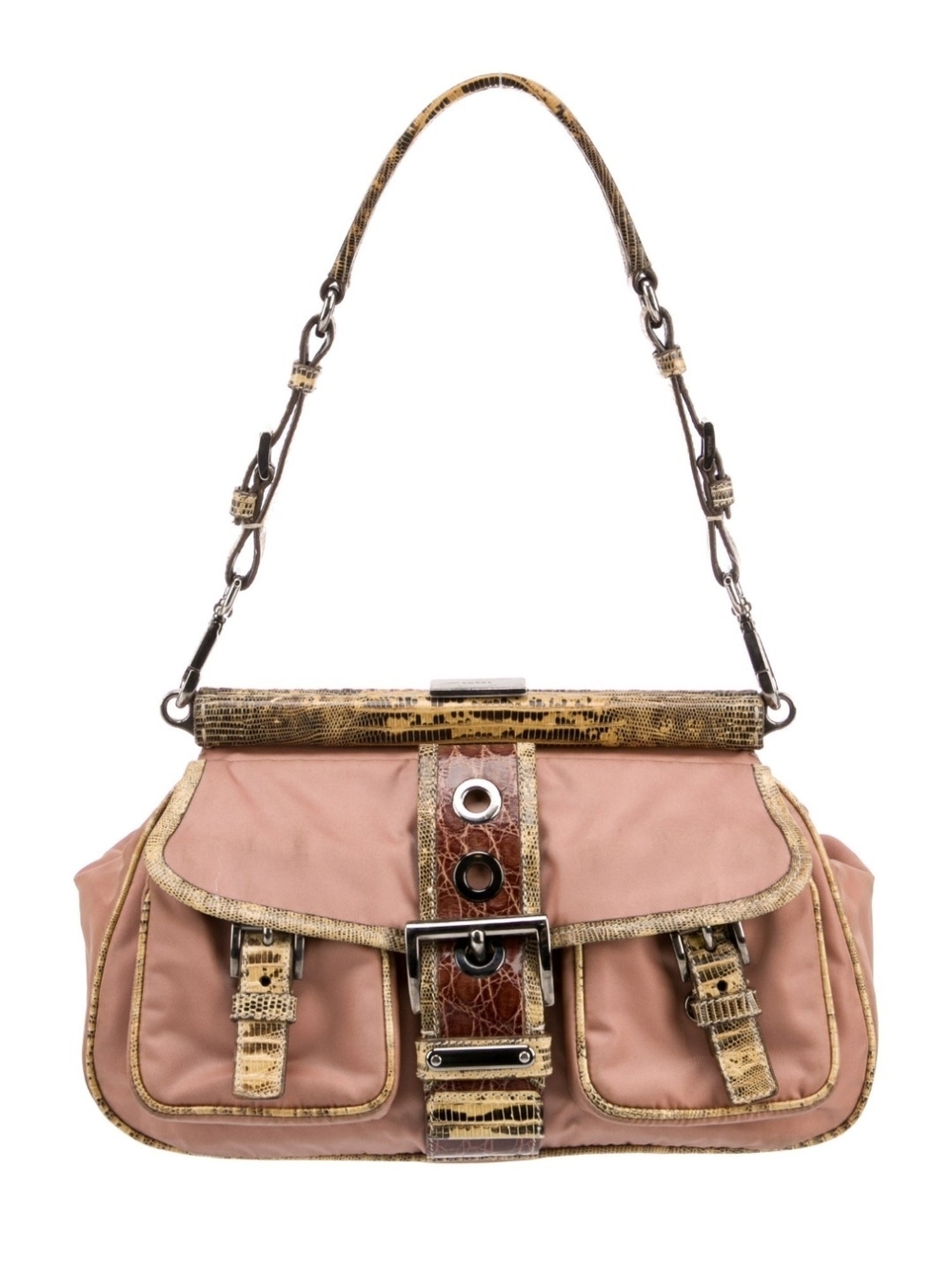 Authentic Prada Blush Pink, Aligator Shoulder Bag with Silver-Tone Hardware - Picture 9 of 16